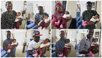 See how Seyi Law’s wife, baby were received by family members on arrival in Nigeria (photos)