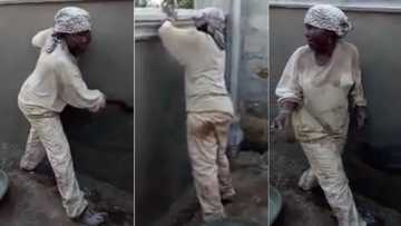 Nigerian mother who lost her husband becomes bricklayer to feed her kids (Video)