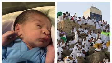 Kalli Jaririyar farko da aka haifa a filin Arfa a hajjin bana (hoto)