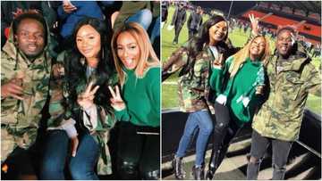 Billionaire's daughter DJ Cuppy spotted with her sister Temi and her boyfriend at the Super Eagles match (photos)