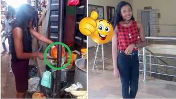 Meet pretty UNN student who helps her mother roast yam to pay school fees (photos)