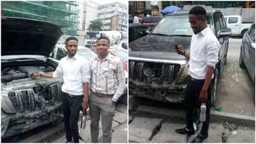 Nigerian man drives out a burning SUV from Lagos fire, becomes internet sensation (photos)