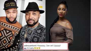 Adesua’s reaction when she saw Banky W with her crush says more (photo)
