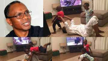 Forget politics, check out cute photos of Governor El-rufai playing with his children