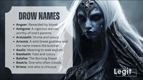 List of drow names: female, male, last names, city names & meanings ...