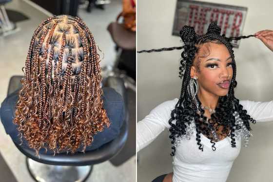 Knotless braids with curls: 30+ ideas to try on hair of any length ...