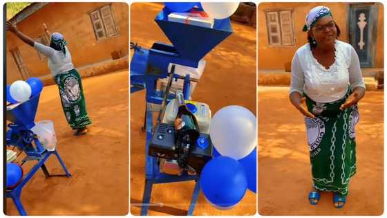 Nigerian lady buys grinding machine for her mother, shares her emotional reaction in video