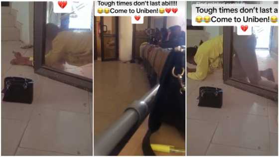 UNIBEN undergraduate quietly crawls inside class, hides from lecturer, surprises many students