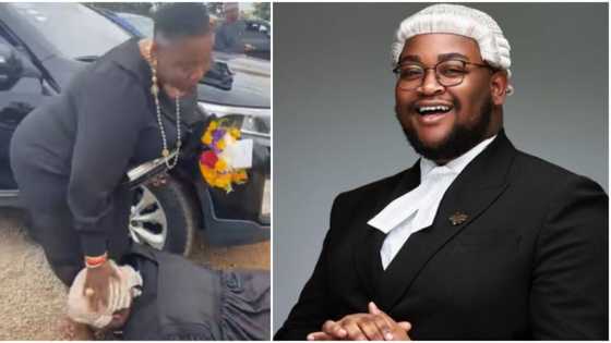 Influencer Harmony prostrates for mum with robe and wig, cries as he finally gets called to bar