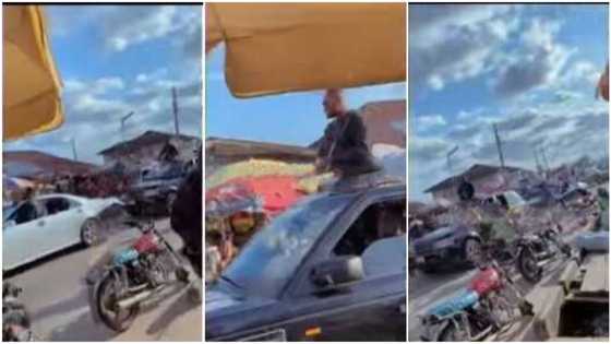Video captures moment men show off their wealth in Delta, spray money on the road, okada man leaves his bike