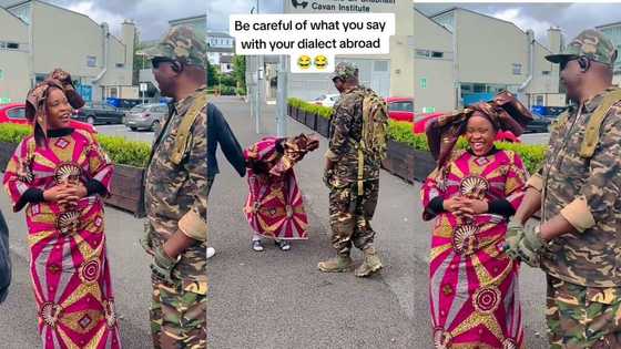 "Kentiri aunty": Lady meets US soldiers who speaks Yoruba like her, eyes sparkle with delight