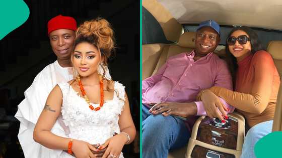 Regina Daniels' husband, Ned Nwoko, kisses her at event, fans react: "Tone it down please"