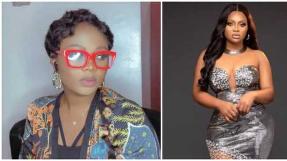 BBNaija Tega makes social media comeback in sheer and metallic sequin dress