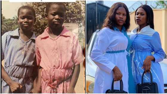"Thank God for growth": Pretty twin ladies join popular TikTok challenge, posts old photo taken 10 years ago