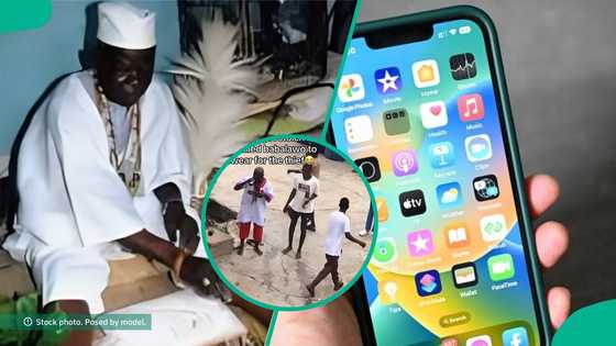 Stolen iPhone 13: Nigerian man calls herbalist to perform ritual to catch thief, video trends