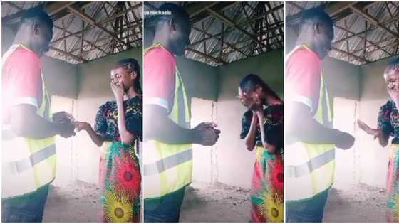 "How I want it": Young 'plumber' proposes to his girlfriend in an uncompleted building in cute video