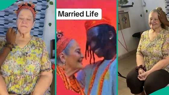 Young Nigerian man marries older White woman in viral video, people react to age difference