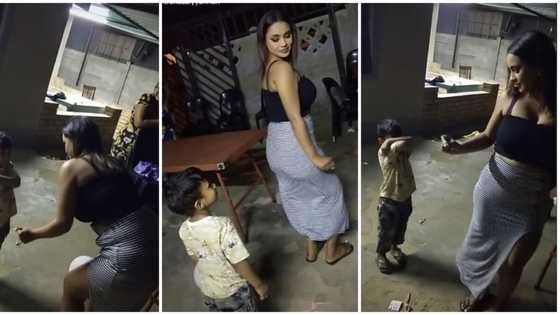 "Is he shy?" Video shows moment little boy covered his face as his pretty aunt whines her waist for him