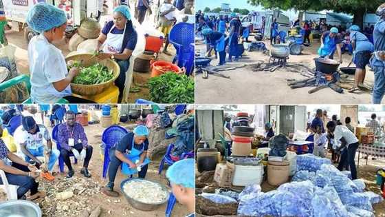"Cooking live in Benue state": Photos trend as massive cook-a-thon begins in Dauda to break hunger at IDP camp