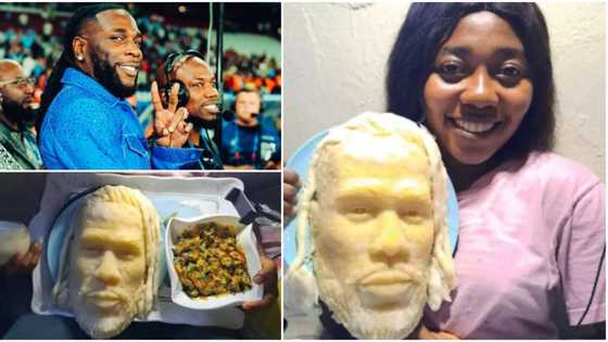 “From gorilla to eba”: Talented Nigerian lady moulds Burna Boy with garri, shares impressive photos online