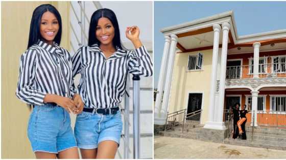 Where dem dey see money? Reactions as skit makers Twinz Love splurge millions on dream mansion