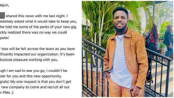 "I couldn't be happier": Nigerian man shares emotional note his boss sent him after he left the company