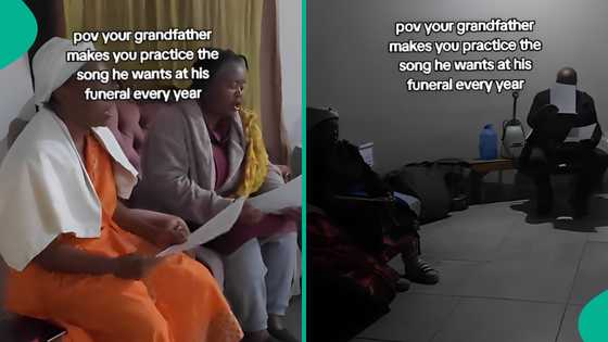 Video as man makes his people practice song he wants them to sing at his funeral