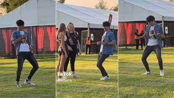 Oyinbo student stops to do amapiano moves for group of girls, people convinced he's been practising for dance moment