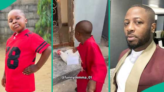 Sabinus' protege Funny Emma gifts Tunde Ednut chicken for b'day: "Men mount abi na pikin mount?"