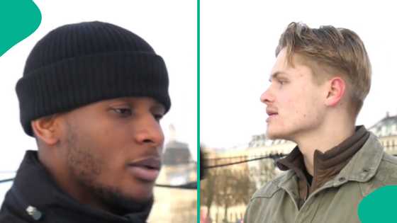 Nigerian man living abroad uses Pidgin English to confuse Oyinbo man interviewing him