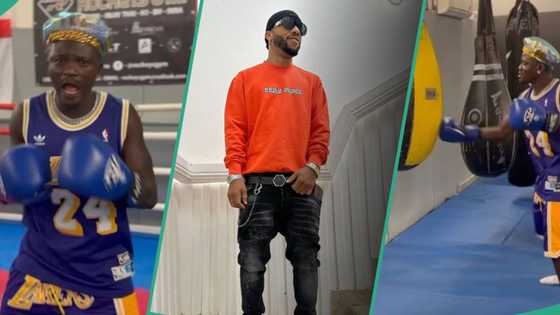 "Na bcus of you I come do training for UK": Portable trains, dares Charles Okocha to a boxing fight