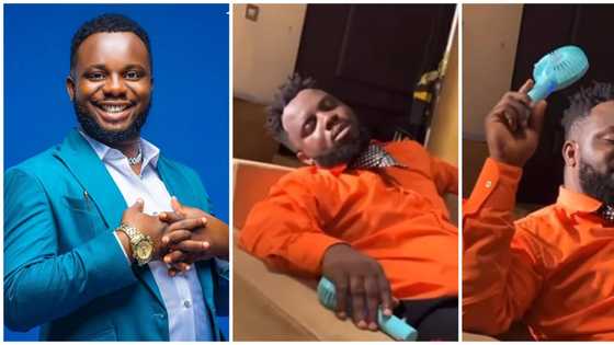 "This guy na 21st century Mr Ibu": Hilarious moment Sabinus slept off on movie set, colleagues record him