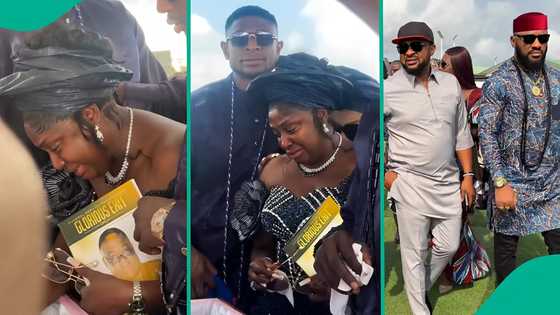 Lizzy Gold gets emotional as she buries her father in Delta, Yul Edochie, Destiny Etiko present