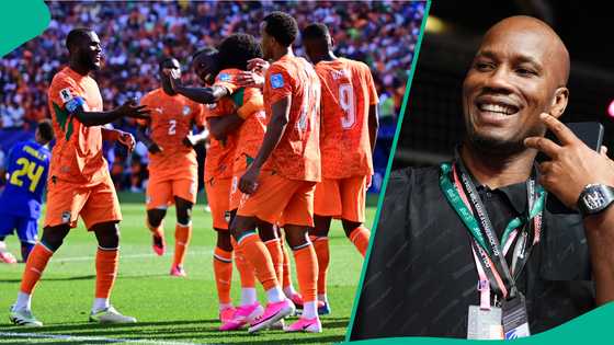 Didier Drogba reacts after Ivory Coast reach first World Cup knockout stage