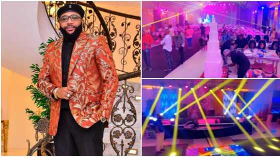 E-money at 40: Kcee shows off well-decorated huge hall, cake, other preparations for brother's birthday party