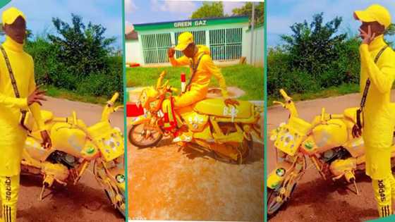"MTN brand ambassador": Man in yellow attire shows his bike painted in same colour, video goes viral
