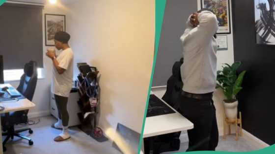 Nigerian lady renovates her husband’s home office, turns it into modern beauty, shares video
