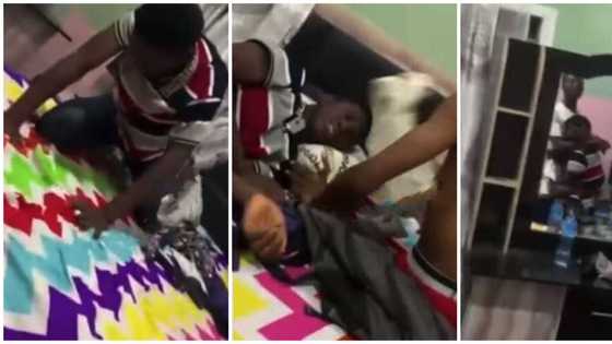 Bukky never loved me; Nigerian man punches bed in video as he weeps like baby after being heartbroken
