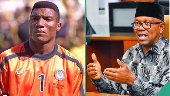 Peter Rufai: Peter Obi visits late Super Eagles legendary goalkeeper's family, photos trend