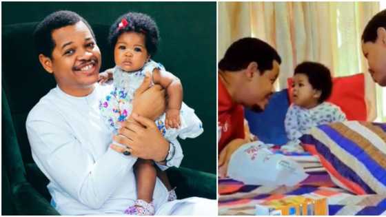 "You people can't make heaven": Reactions as MC Tagwaye and identical twin brother confuse his daughter