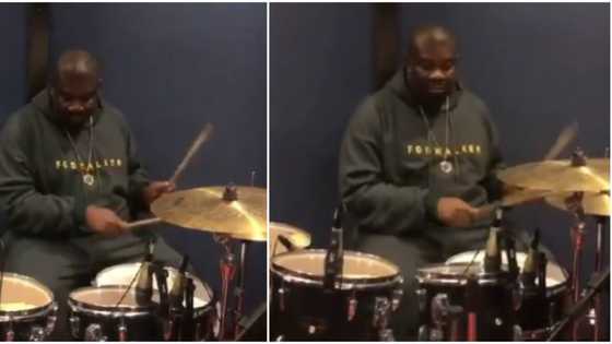 Jack of all trades: Mavin boss Don Jazzy shows off impressive drum skills in jam session