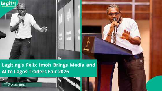 Legit.ng's Felix Imoh brings media and AI to the trading floor at Lagos Traders Fair 2026