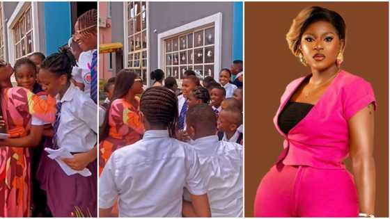 Destiny Etiko gets so much love from school pupils as she surprises her colleague, John Badaiki's daughter
