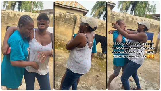 Nigerian young lady gets surprise appearance on graduation day as elder comes to celebrate with her