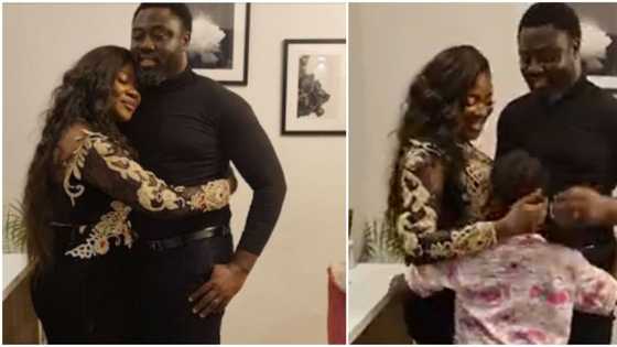 Mercy Johnson's daughter steals a hug as actress tries to cuddle with her hubby, followers react