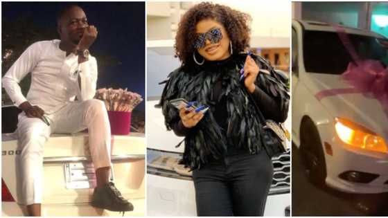 Bobrisky fulfills promise to male fan who got his tattoo, gives him key to Mercedes Benz