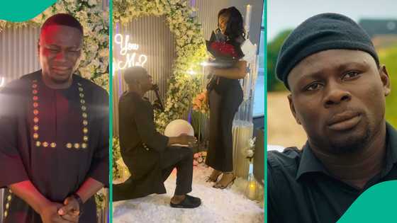 Drama as Kamo State and his longtime girlfriend cry during sweet proposal, people react