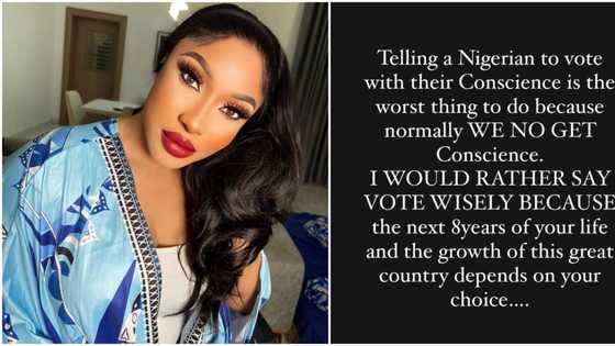 2023 polls: “Telling Nigerians to vote with their conscience is the worst thing," Tonto Dikeh stirs reactions