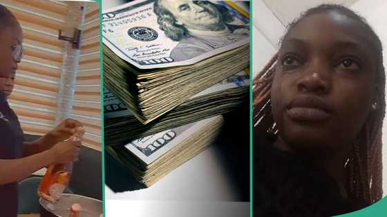 "I worked for the money": Nigerian lady working as waitress displays Dollars, bundle of Naira notes