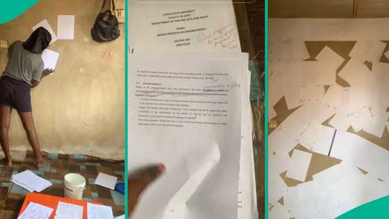 Lady recreates Pinterest idea with papers from her old final project, Nigerians react